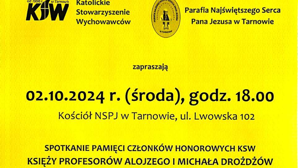 Zapraszamy na spotkanie pamięci członków honorowych KSW księży profesorów Alojzego i Michała Drożdżów